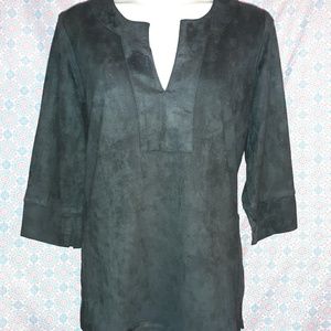 Gretchen Scott Black V Neck 3/4 Sleeve Shirt